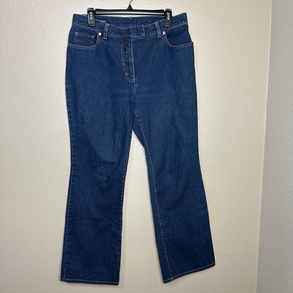 Lands' End Womens Jeans Size 10 Blue Medium Wash Denim Relaxed Flare Wide Leg